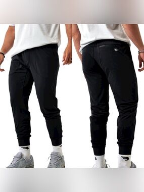 Burlebo Men’s Performance Jogger in Black Athletic Casual Drawstring S EUC